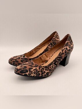 Naturalizer Leopard Print Block Heel Pumps Women’s Size 9 Comfort Shoe